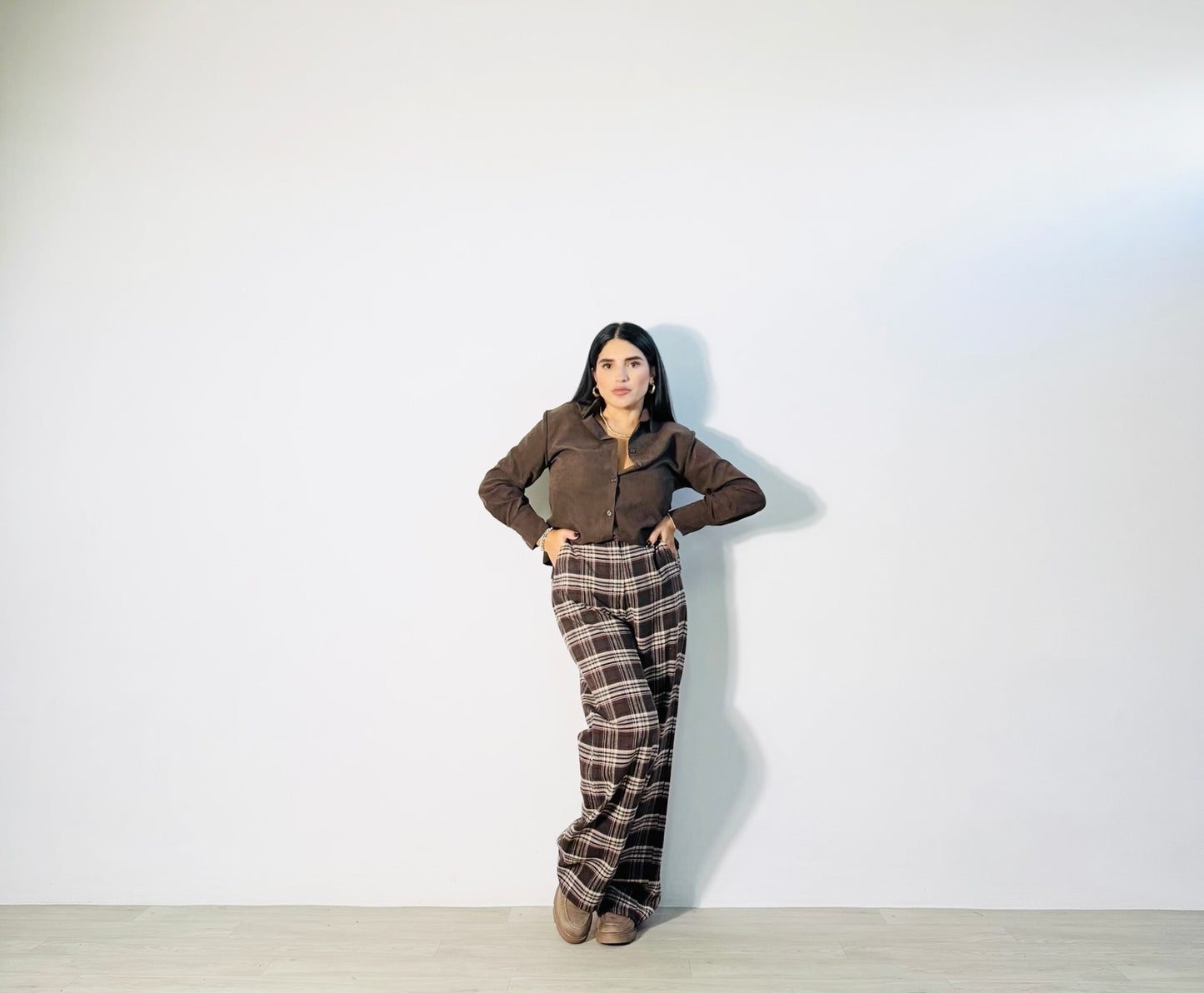 PANTALONE TARTAN MARRONE