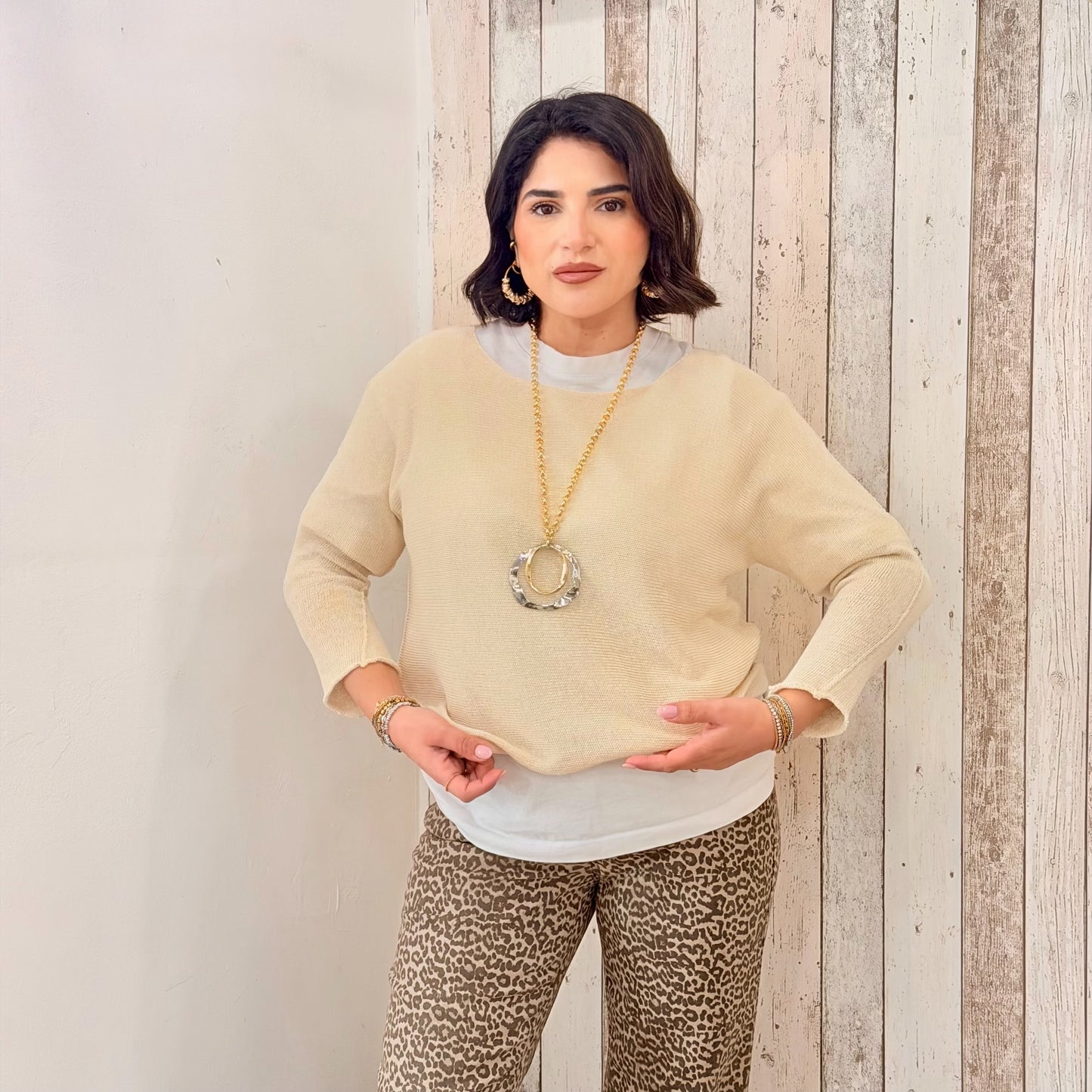MAGLIA TRAFORATA BEIGE