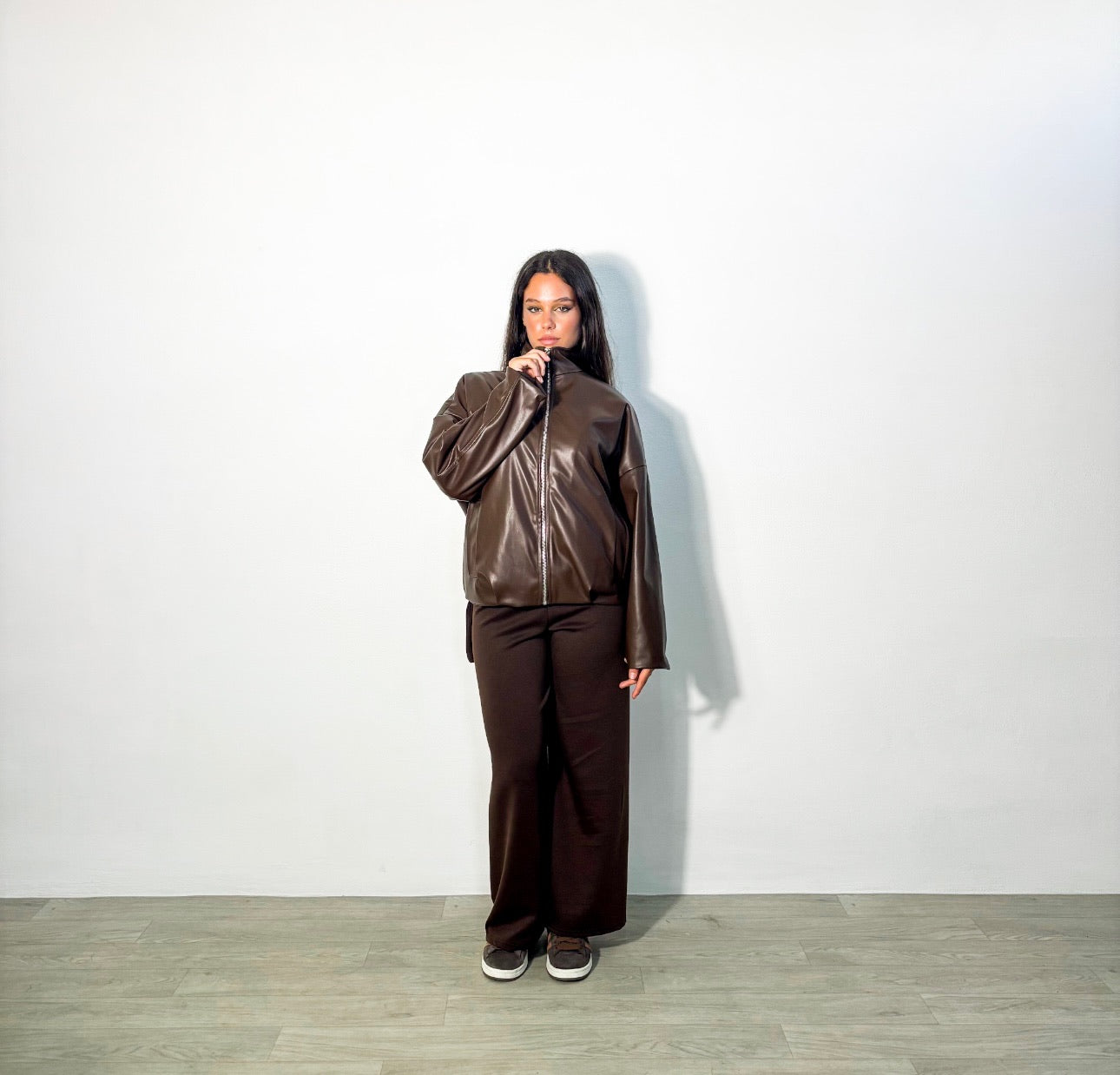 BOMBER ECO PELLE MARRONE