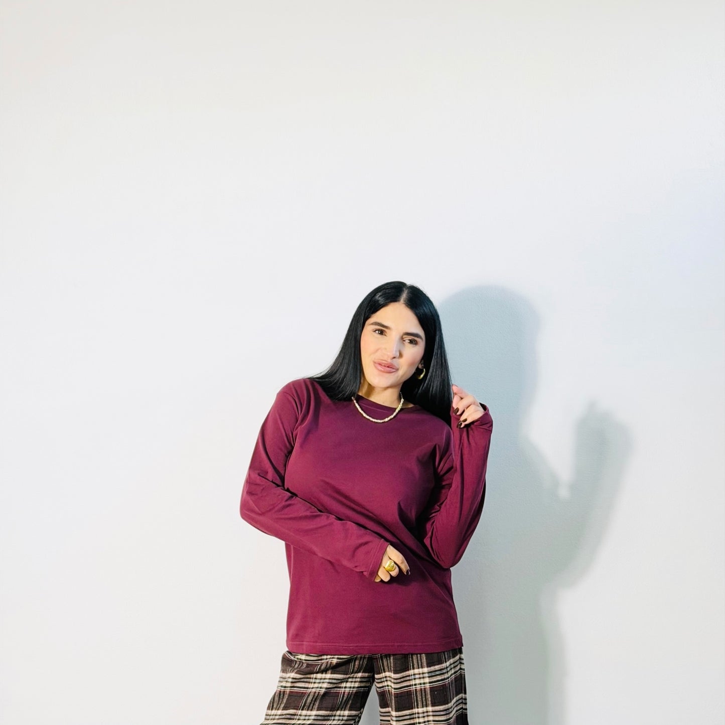 T-SHIRT LONG SLEEVE BORGOGNA