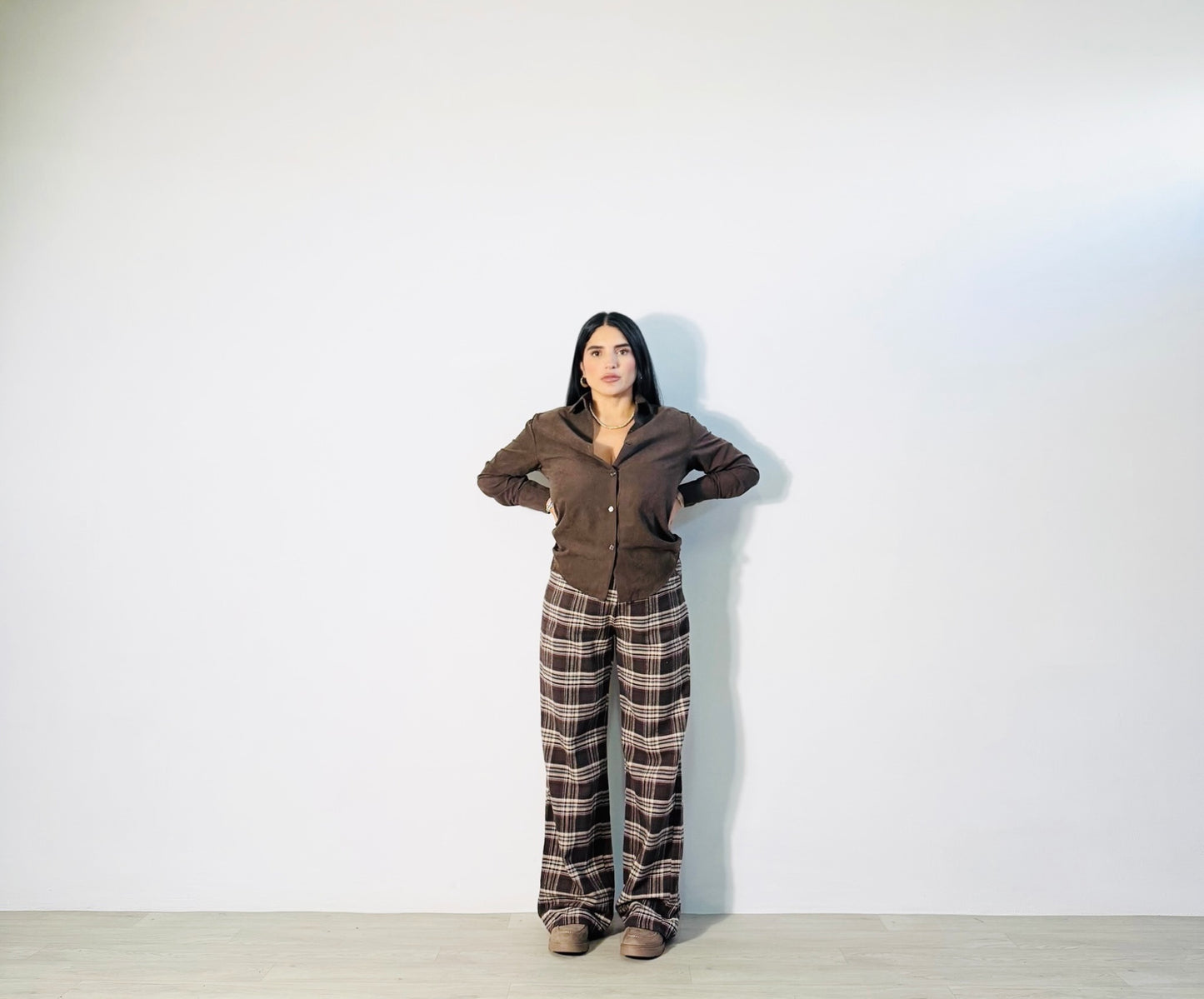 PANTALONE TARTAN MARRONE