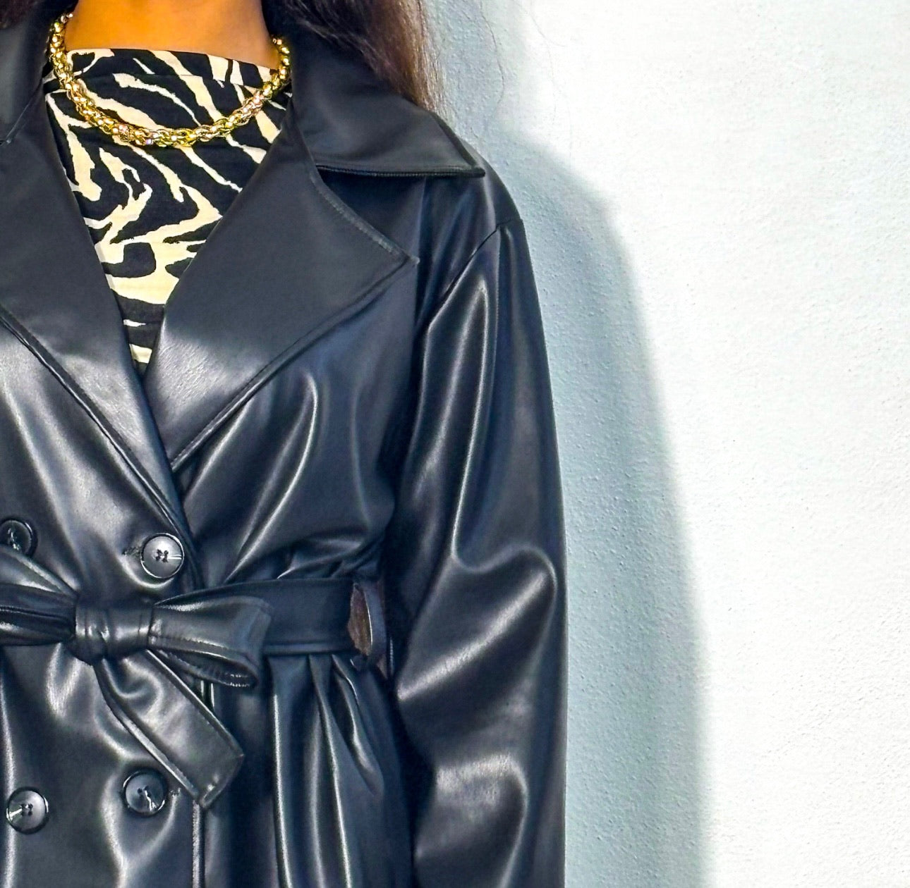 TRENCH ECO PELLE NERO