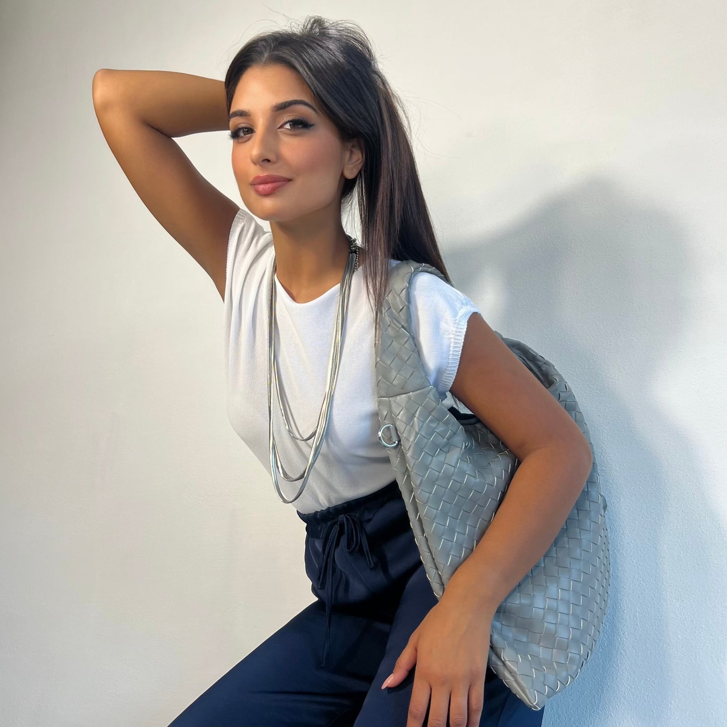 BORSA BOTTEGA CITY GRIGIO