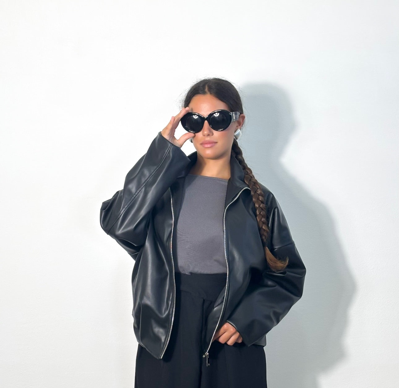 BOMBER ECO PELLE NERO