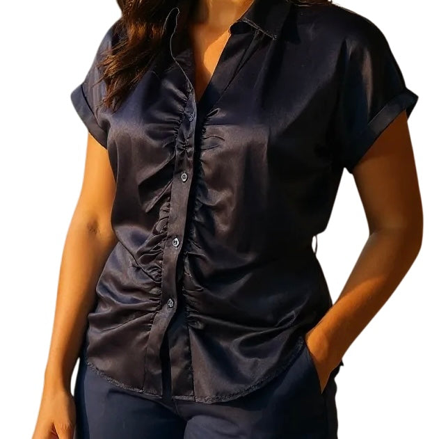 CAMICIA SATIN RICCIO BLUE