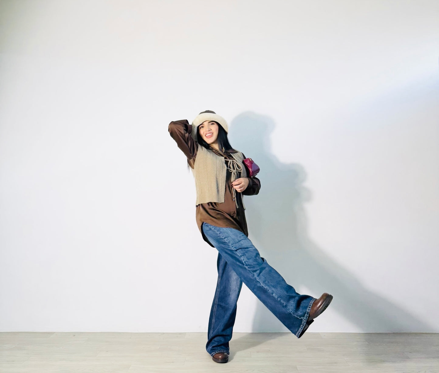 CAMICIA SATIN OVER MARRONE