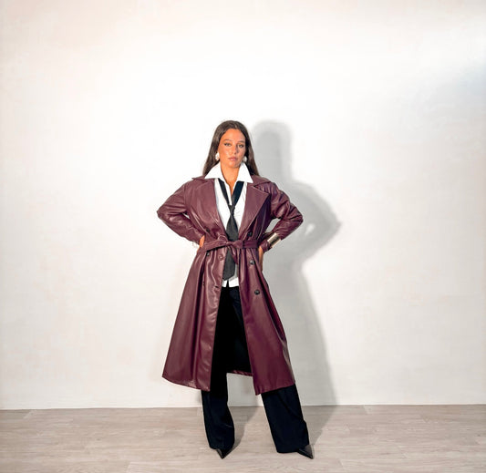 TRENCH ECO PELLE BURGUNDY