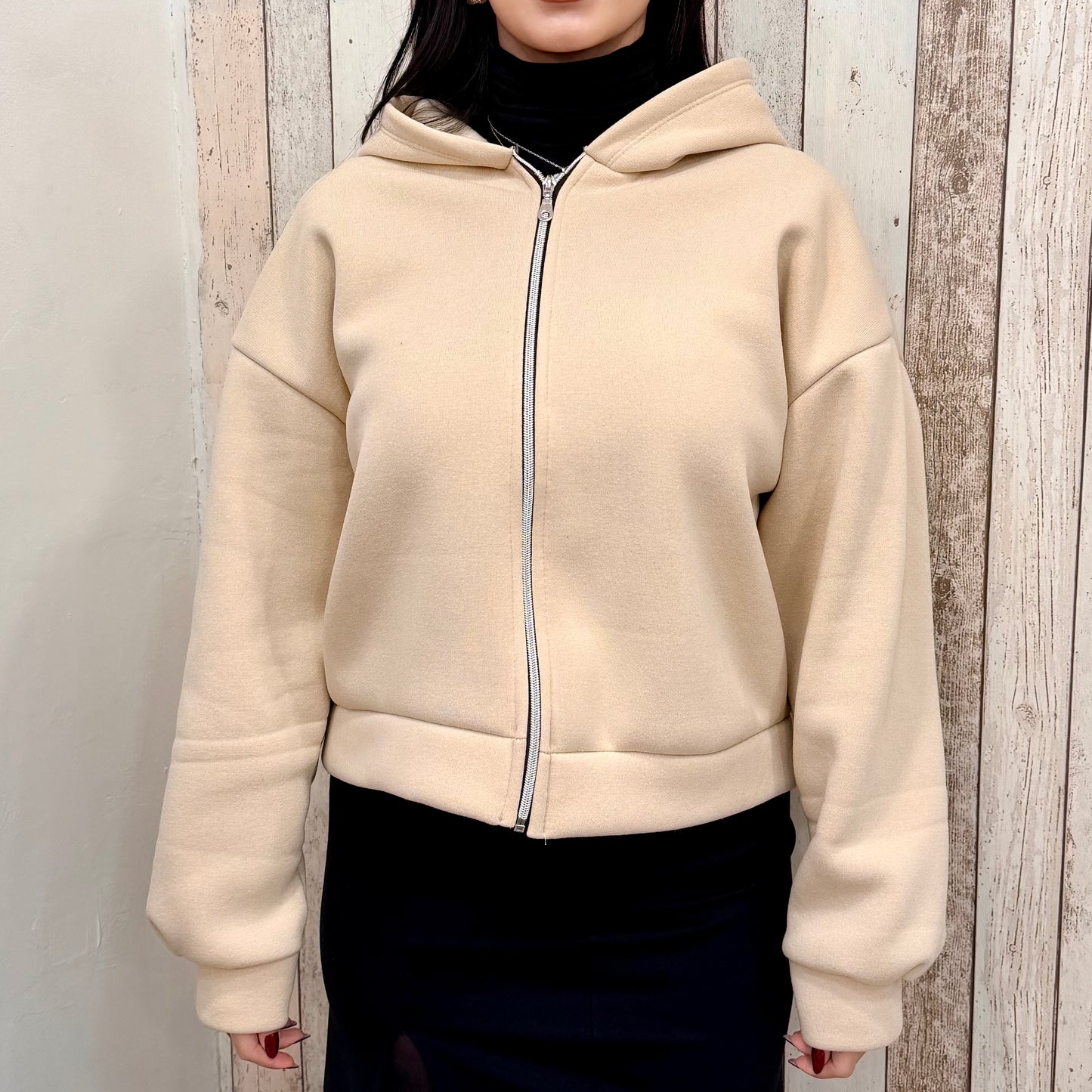 HOODIE CROP BEIGE