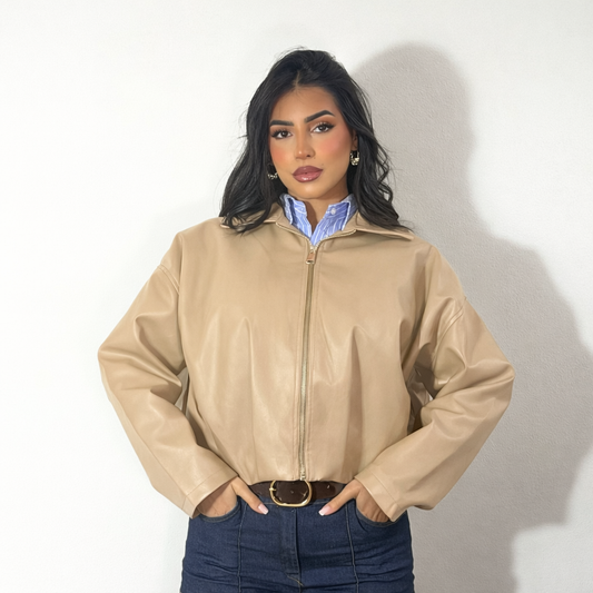 BOMBER INTRECCIO BEIGE