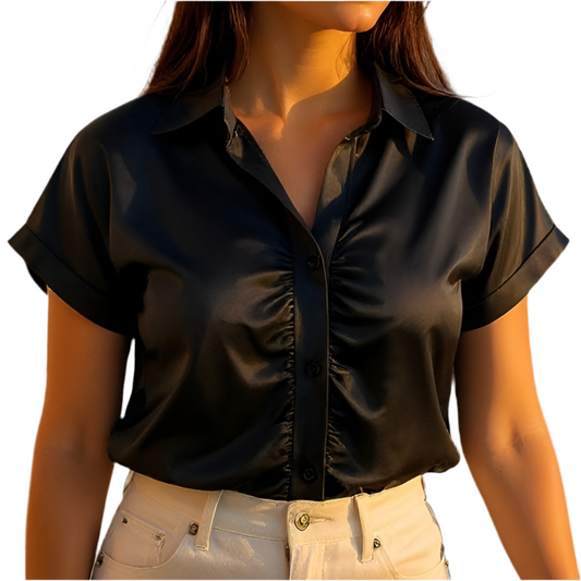 CAMICIA SATIN RICCIO NERO