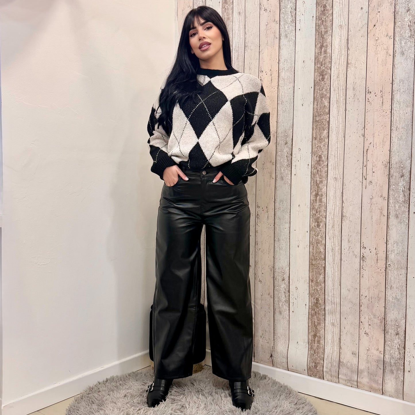 PANTALONE BALLOON PELLE NERO