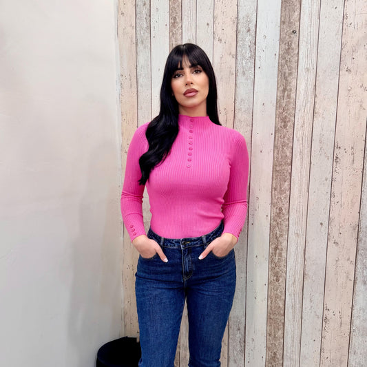 MAGLIA BOTTONCINI FUCSIA