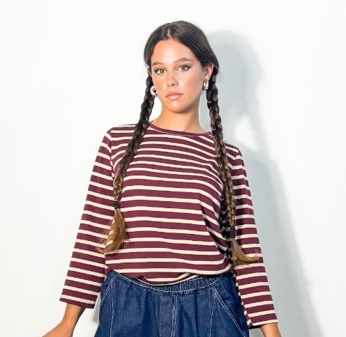 MAGLIA STRIPED BURGUNDY