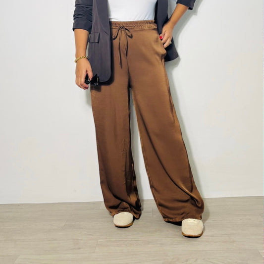 PANTALONE SATIN MARRONE