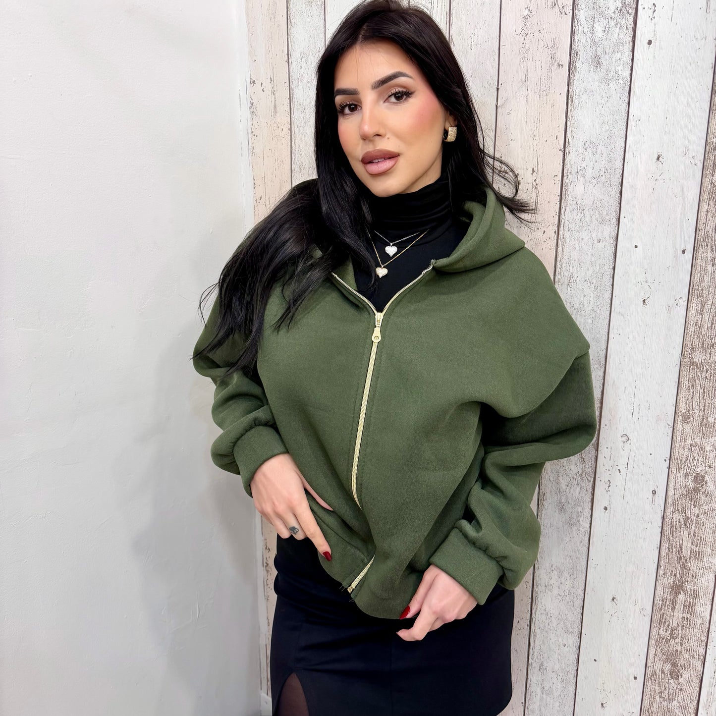 HOODIE CROP VERDE