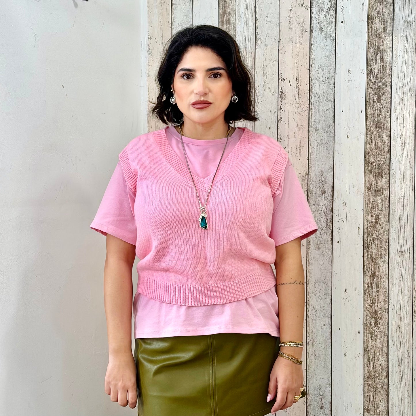 GILET IN MAGLIA PINK