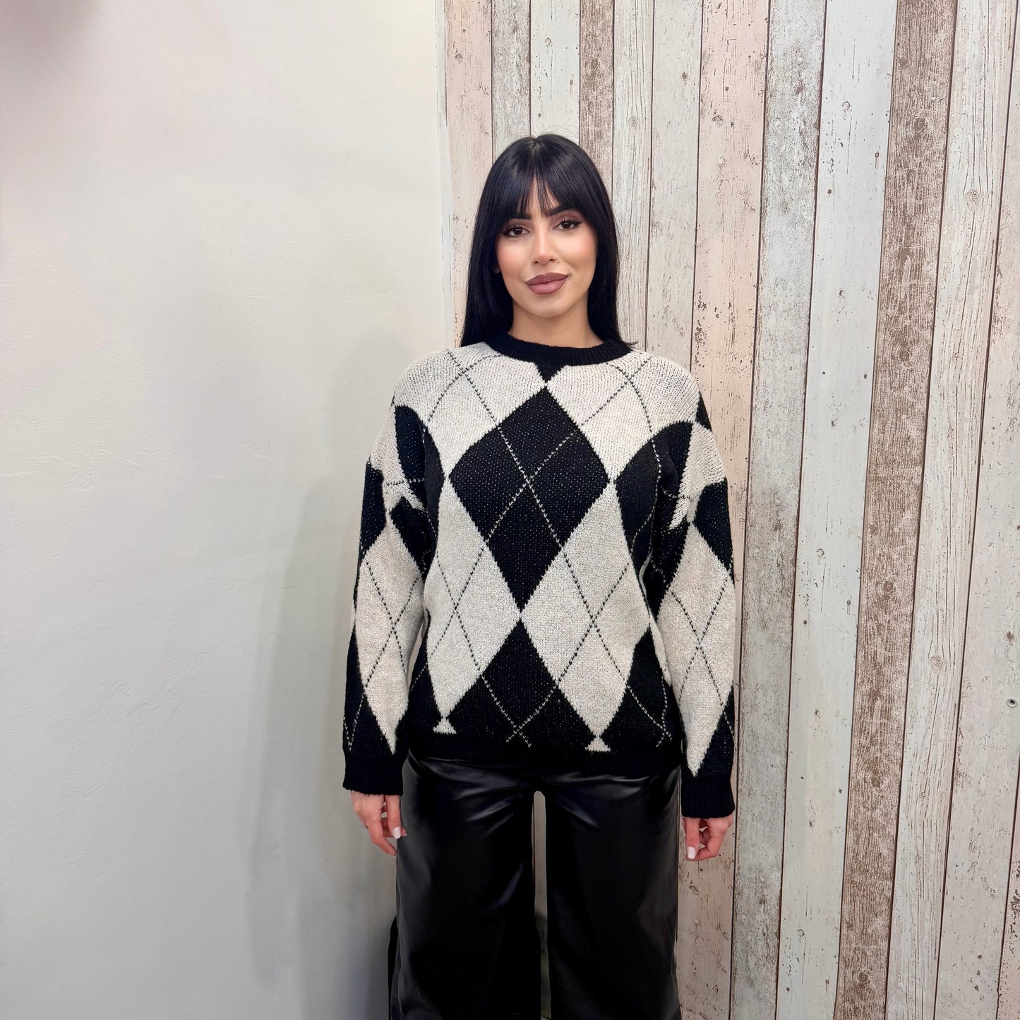 MAGLIONCINO ARGYLE BLACK