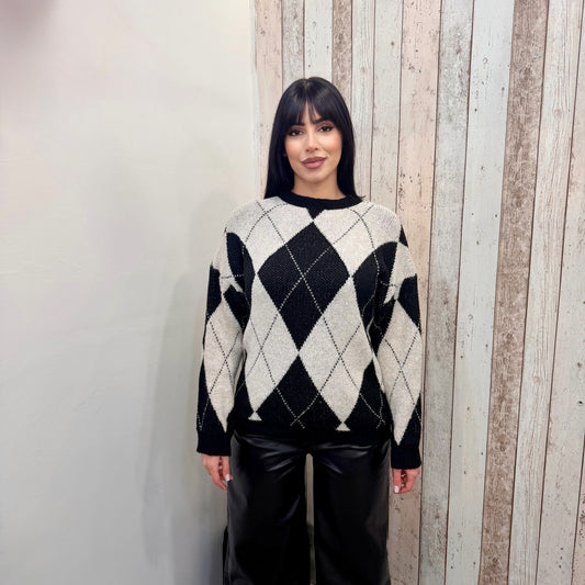 MAGLIONCINO ARGYLE BLACK
