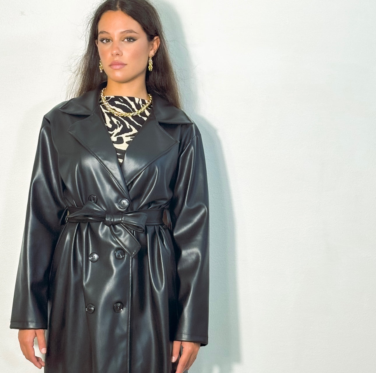 TRENCH ECO PELLE NERO