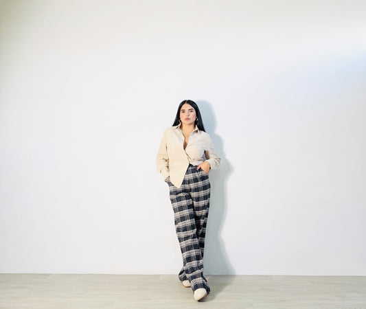 PANTALONE TARTAN BLUE