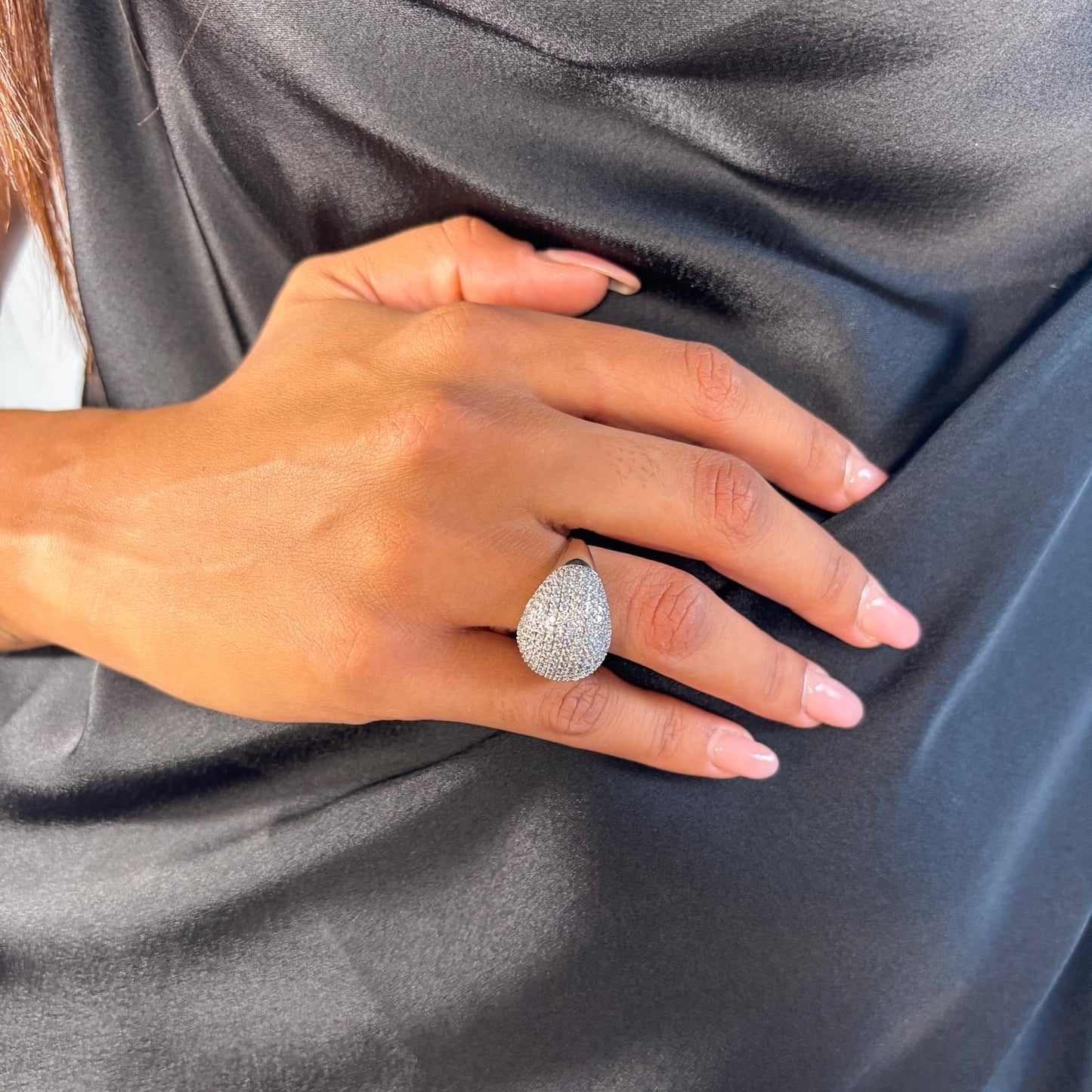 ANELLO PAVÉ BOMBATO SILVER