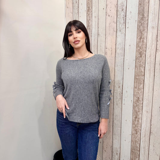 MAGLIONCINO FIOCCHETTO GRIGIO