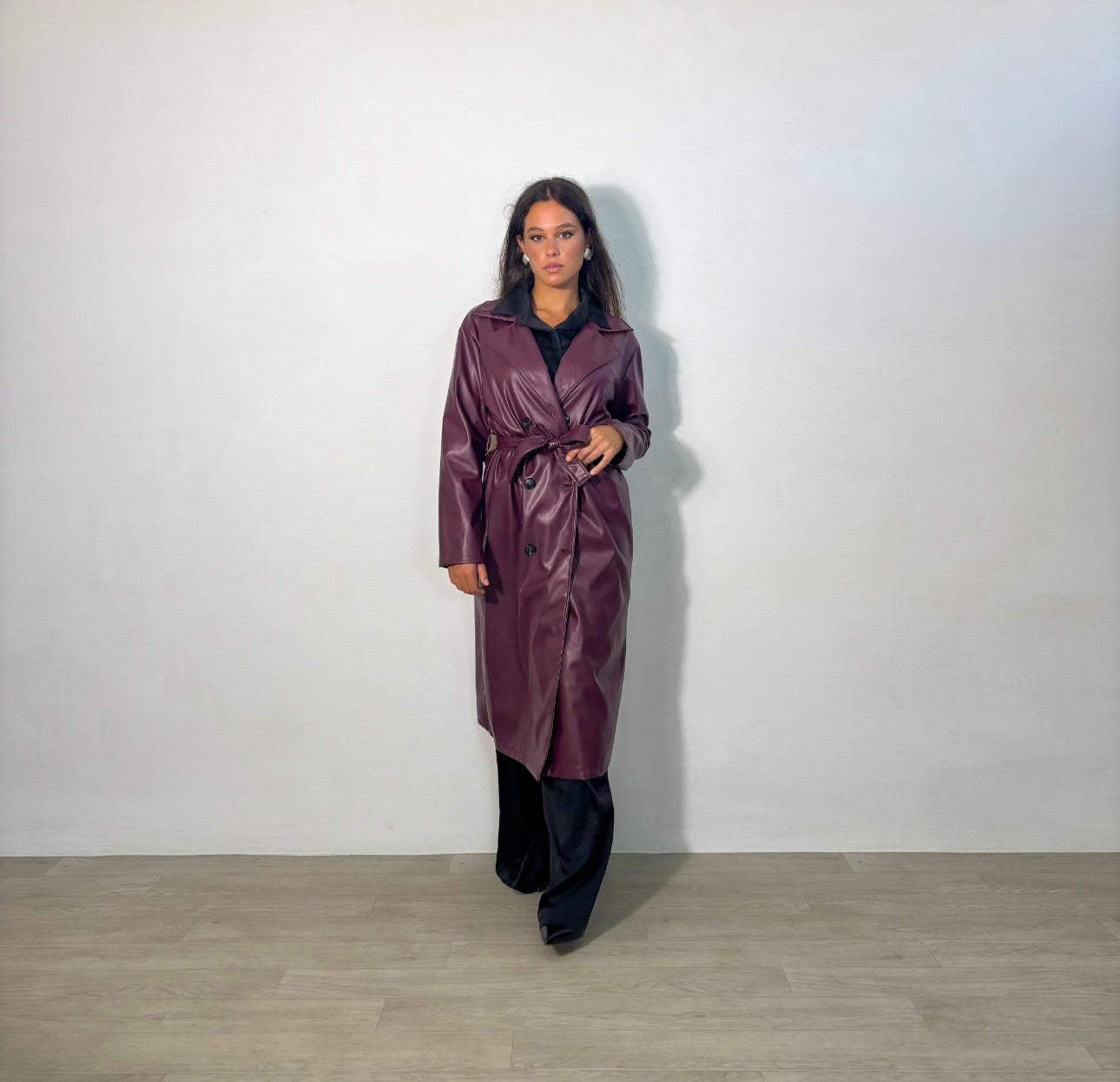 TRENCH ECO PELLE BURGUNDY