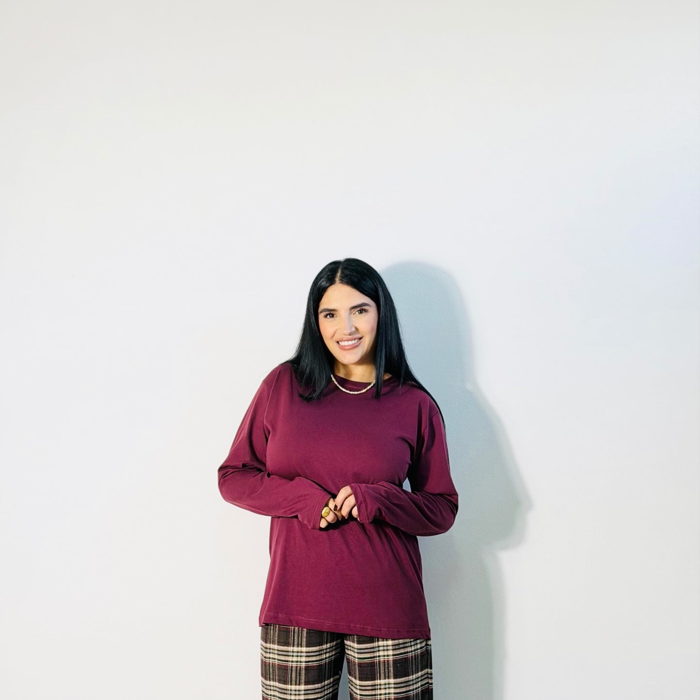 T-SHIRT LONG SLEEVE BORGOGNA