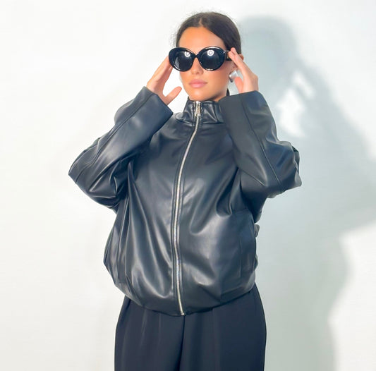 BOMBER ECO PELLE NERO