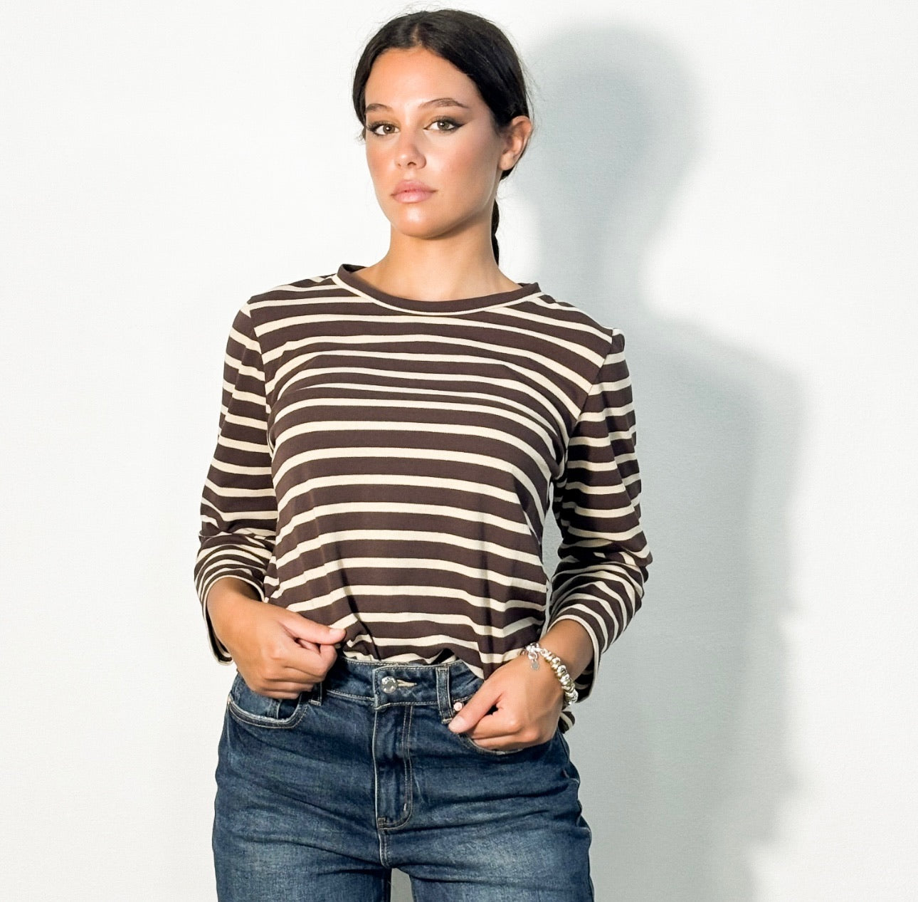 MAGLIA STRIPED MARRONE