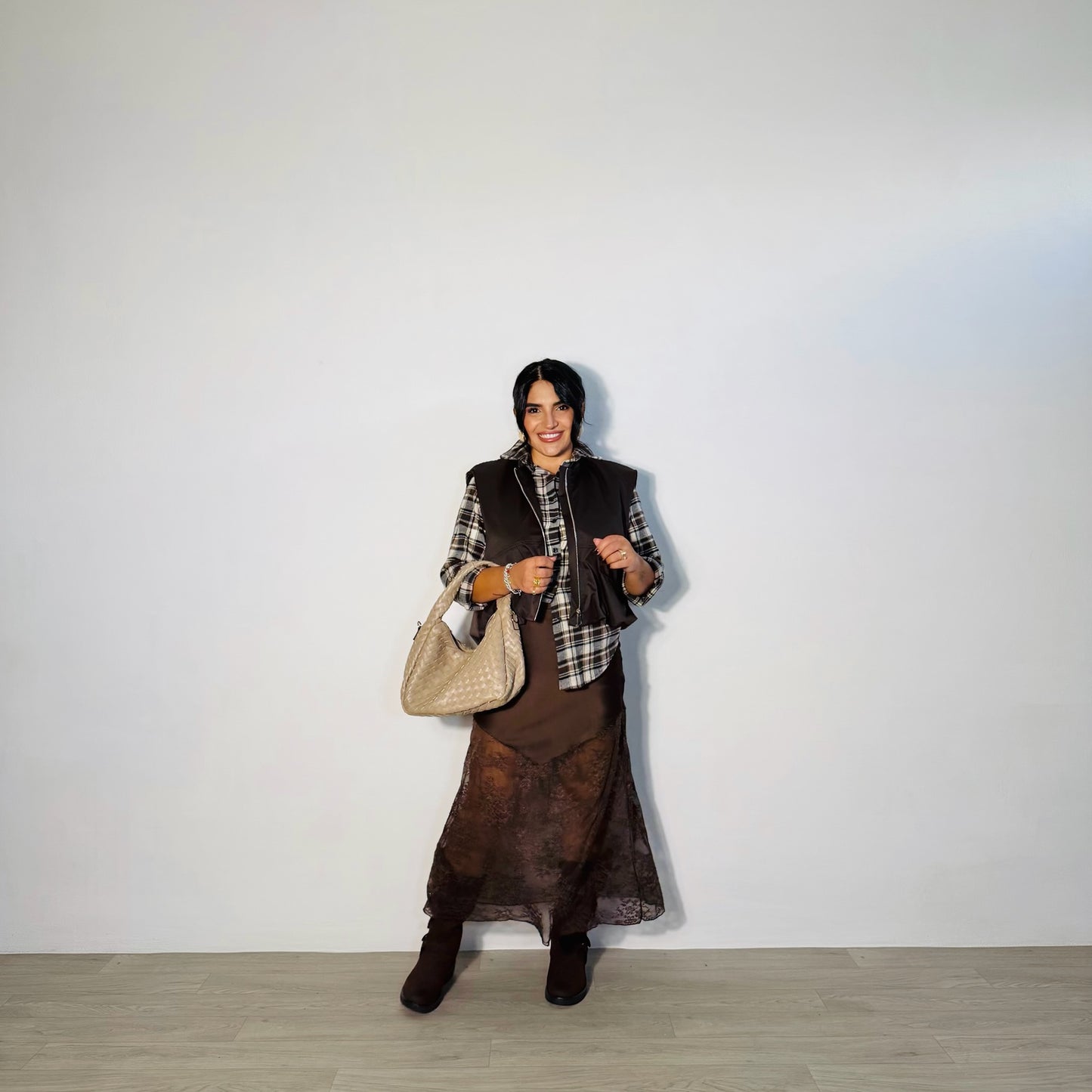 GONNA SATIN LACE MARRONE