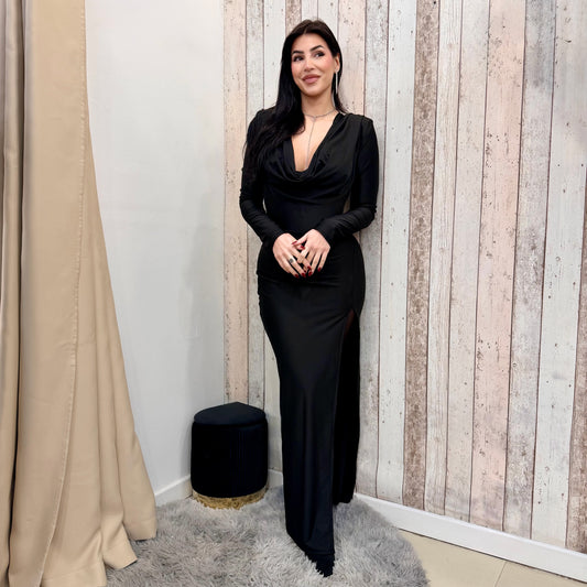 VESTITO PARTY DRAPE NERO