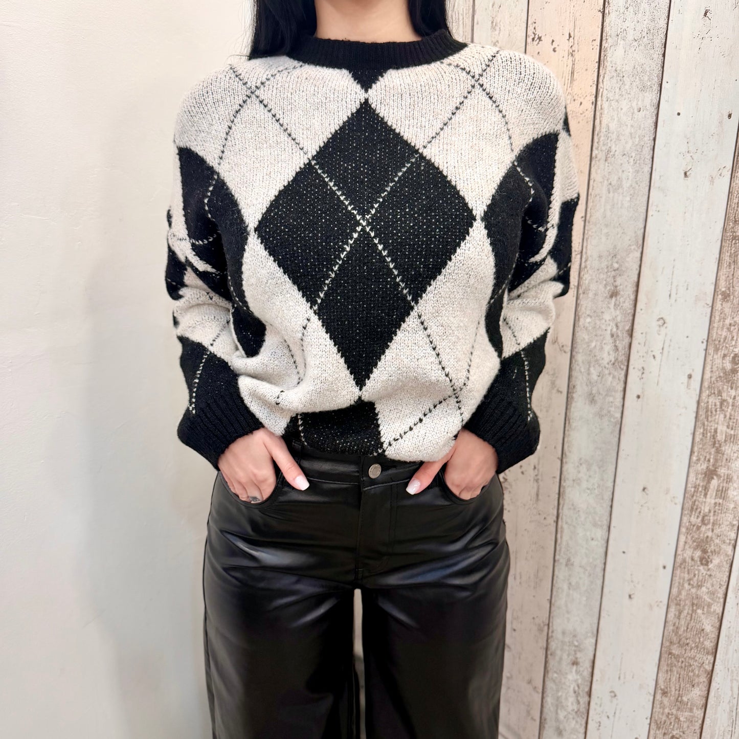 MAGLIONCINO ARGYLE BLACK