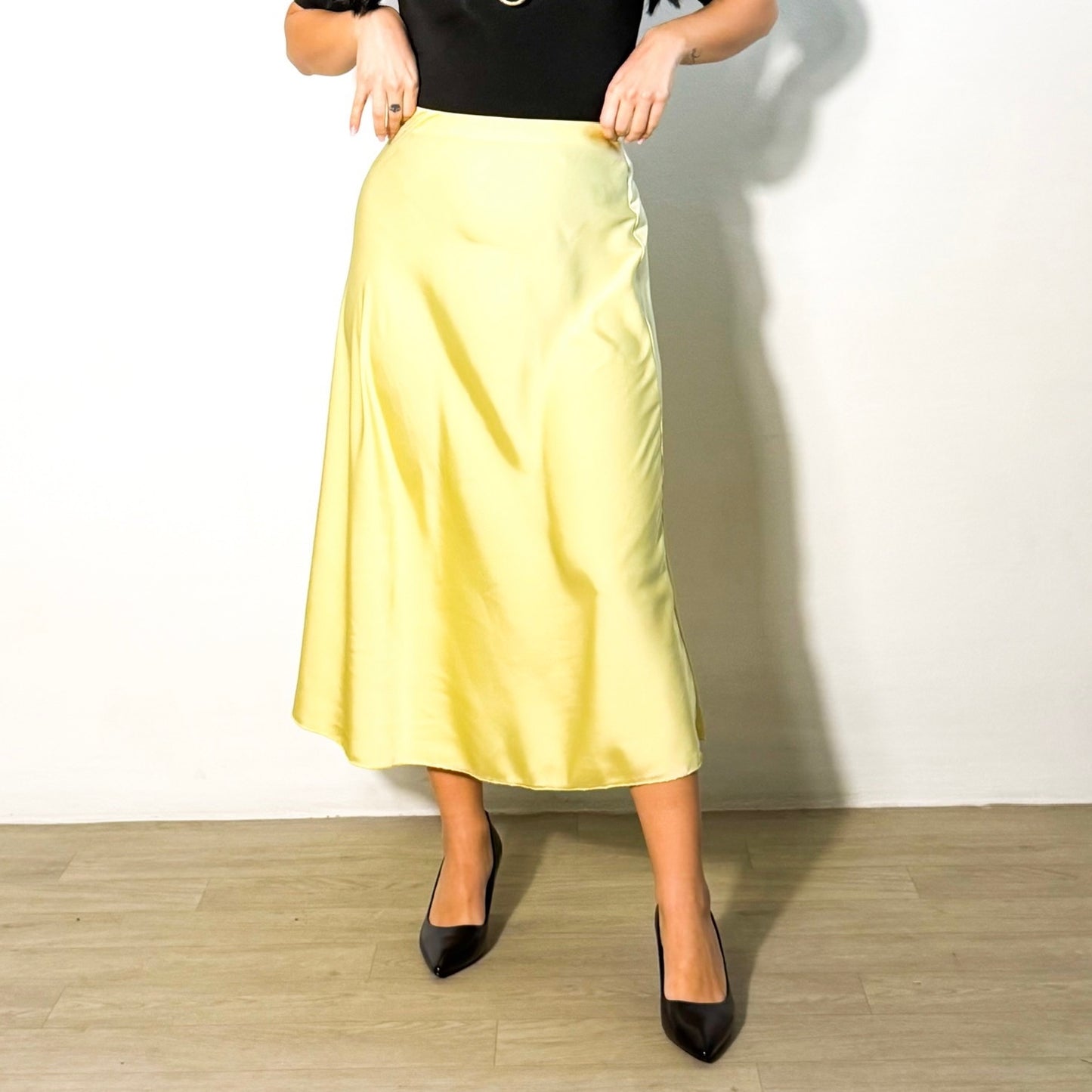 GONNA IN RASO PASTEL YELLOW