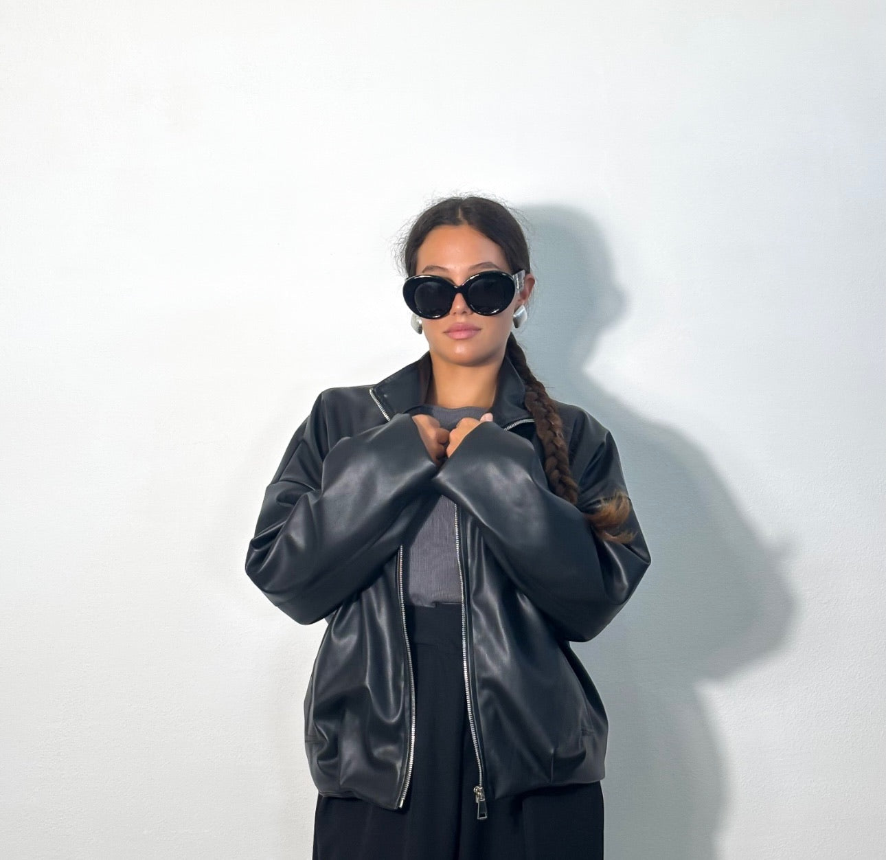 BOMBER ECO PELLE NERO