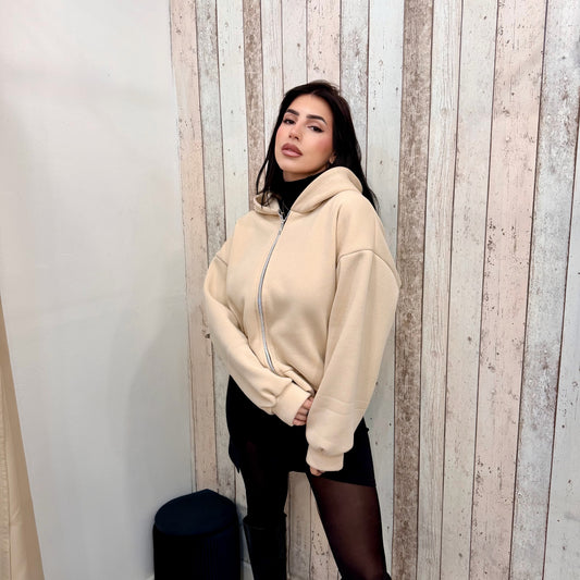 HOODIE CROP BEIGE