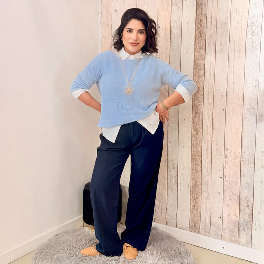 PANTALONE PENCES BLU