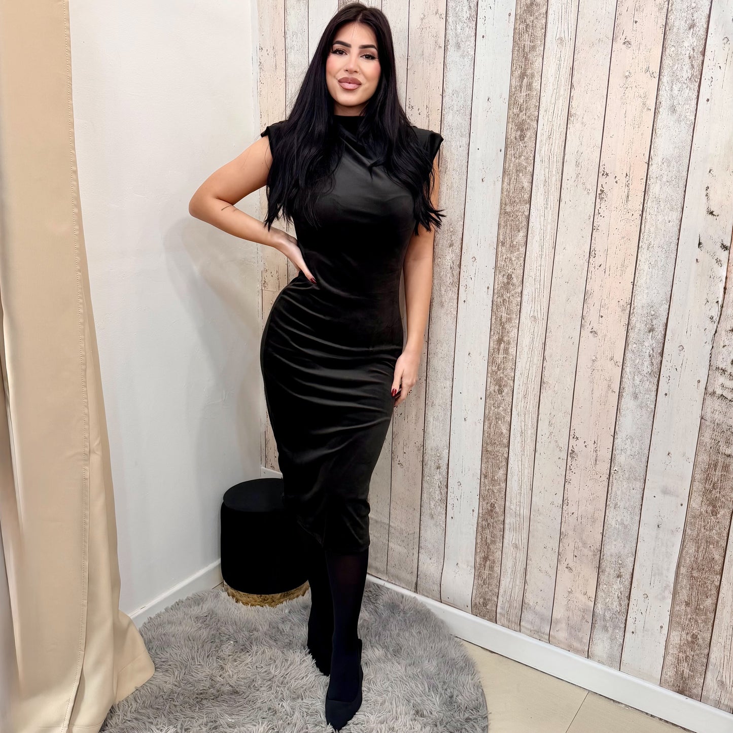 VESTITO VELVET NIGHT NERO