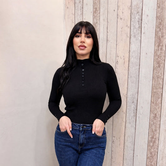 MAGLIA BOTTONCINI NERA